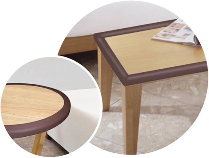 KidKusion Table Cushion | Made in USA | 16 Feet Edge + 4 Corners | Brown | Baby Proof Furniture Edge and Corner Guards