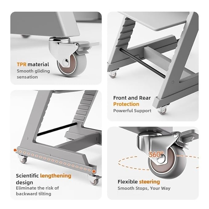 Wheels Compatible with Stokke Tripp Trapp High Chair, 360°Flexible Swivel,Silent casters, Easy Installation Without Drilling, Prevents Damage to the high Chair (Black, Handbrake Wheel)