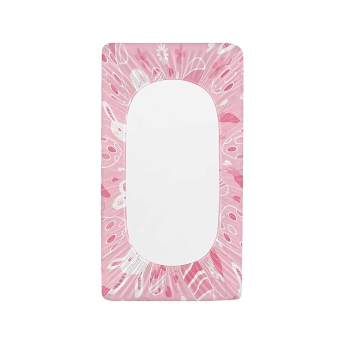 Rabbit Diaper Changing Pad Cover Pink Changing Table Pad Cover 32''*16'' Changing Table Cover Easter Decor Soft Breathable Nursery Decor