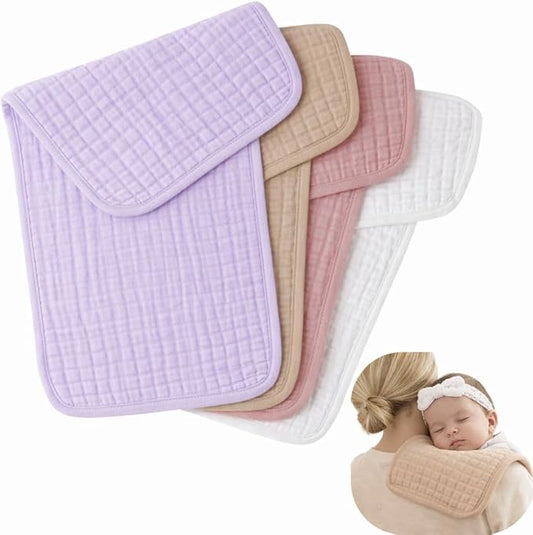 Jack & Jill & Baby 6-Layer Muslin Burp Cloths – 100% Cotton, Ultra-Soft & Super Absorbent, Large Size, Neutral Colors, Pack of 4 (Cotton Candy Garden)