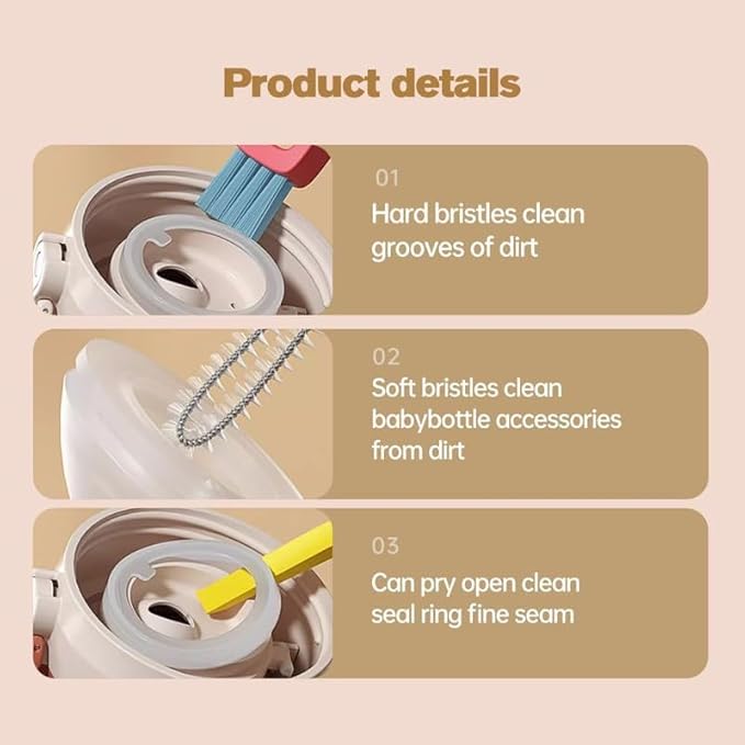 3 in 1 Cup Lid Gap Cleaning Brush, Multifunctional Bottle Brush, Cup Lid Gap Cleaner, Home Kitchen Crevice Cleaning Brush Tools (A-Blue)