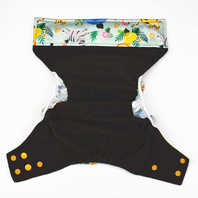 Baby Pocket Cloth Diaper Nappy Double Gussets Reusable Washable 8lbs-36lbs (Zoo Animals)