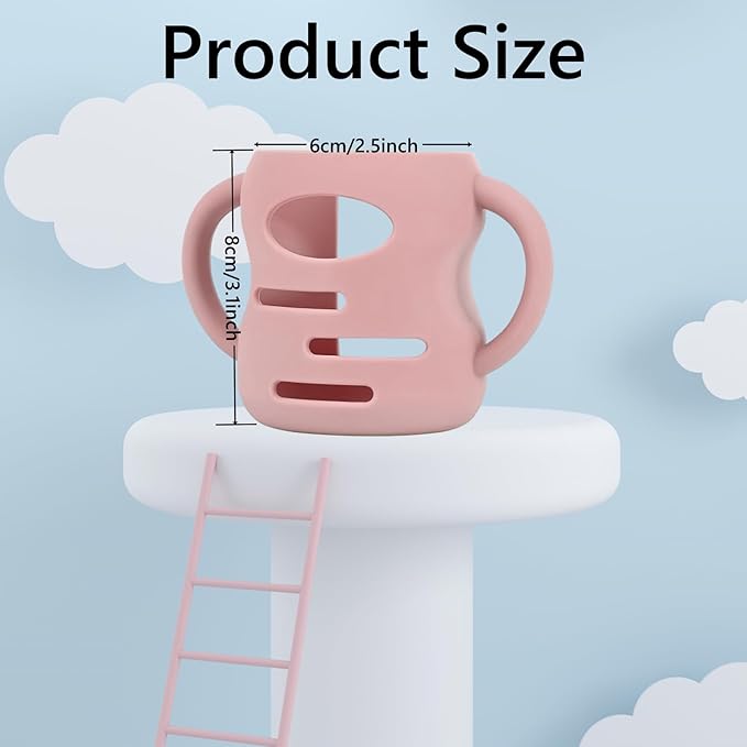 3 Pack Silicone Sleeves Compatible with Dr Brown Wide-Neck Glass Baby Bottles 5 OZ, Anti Breakage Silicone Handles Compatible with Dr. Brown's Glass Bottles for Babies (Pink, 5 OZ)