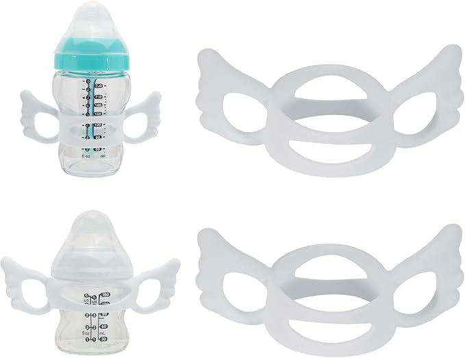 2 Pack Baby Bottle Handles Compatible with 5OZ/9OZ Plastic Glass Tommee Tippee Bottles, Bottle Handles for Baby Self Feeding & Hands Free Use, Supports Baby Grip Training, New Mom
