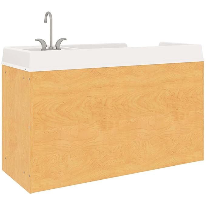 Tot Mate Toddler Diaper Changing Table with Stairs (Left) and Sink (Right) - Ideal Infant Changing Station for Home, Nursery, Daycare - 59-1/2" Wide, Assembled Baby Changer (Maple)