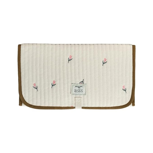 Portable Baby Changing Pad Foldable & Water Proofing Mat Built-in Mesh Pocket for Newborns and Parents During Travel (Tulip)