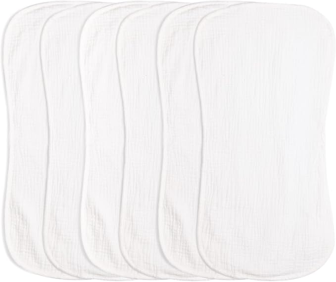 Muslin Burp Cloths 20" x 10",100% Cotton Pack of 6r, Extra Soft and Absorbent,Suitable for both boys and girls