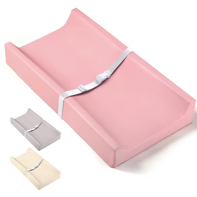 Mallify Baby Changing Pad, Waterproof & Wipeable Vegan Leather Diaper Changing Mat, Thick Soft & Non-Slip Changing Pad for Dresser, Changing Table (Pink)
