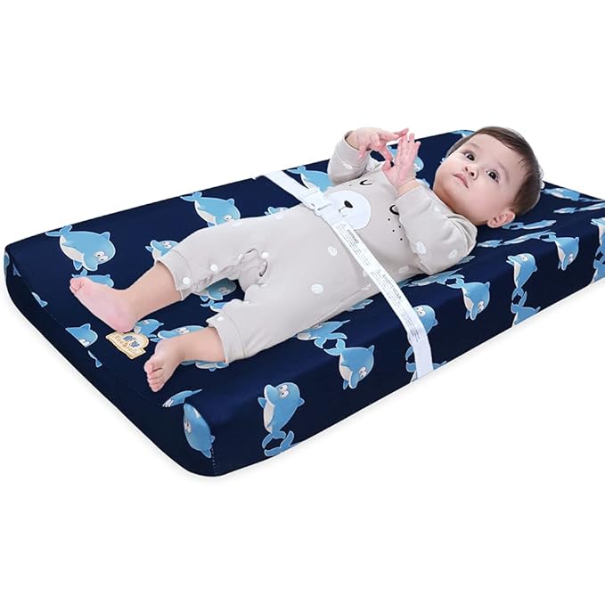 BlueSnail Print Changing pad Cover Set 2PK, Breathable and Comfortable Changing Pad Cover for Boys and Girls (Navy+ Navy)