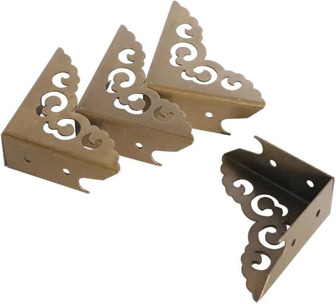 Metal Corner Guard Zinc Alloy Box Corner Protector Decorative Edge Cover Safety Guard Cabinet Furniture Corner Metal Bumpers Pack of 4