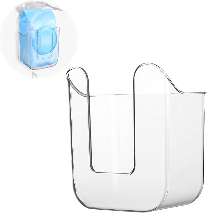 Wipes Dispenser Flushable Wipes Holder for Bathroom Wipe Container Clear Wipe Dispenser Wall-Mounted Tissue Box Wipes Holder for Bathroom Bedroom Kitchen