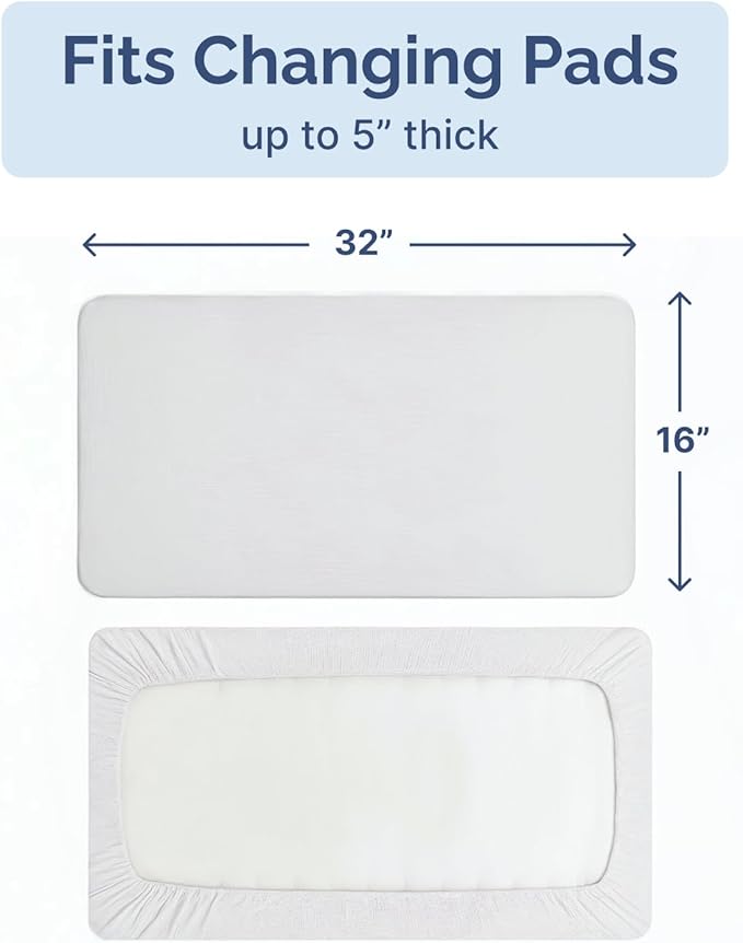 Changing Pad Cover - Pack of 2 Soft Unisex Diaper Change Microfiber Table Sheets - Fits 32"x16" Contoured Pad - Changing Pad Cover for Baby Boys and Girls - Machine Washable - Oeko-Tex, White/Pink