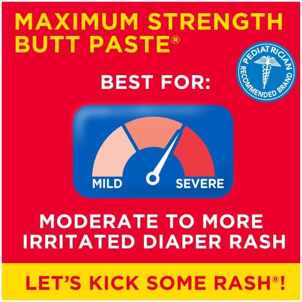 Boudreaux’s Butt Paste Diaper Rash Ointment, Baby Rash Cream Skin Protectant, Fast Relief for Diaper Rash, Soothing Barrier Cream, Maximum Strength, 2 Ounce Tube (Pack of 3)
