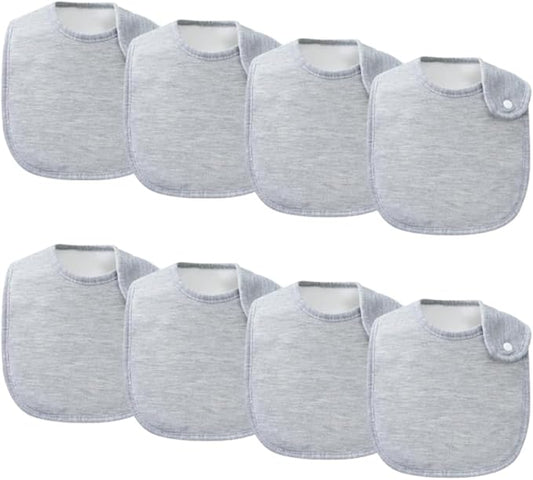 8 Pack Baby Bibs Unisex Adjustable with Snaps Ultra Soft Absorbent Drooling Teething for Boys and Girls