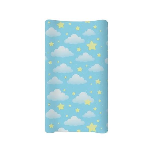 Stars Clouds Changing Pad Cover for Baby Boys Girls Soft Breathable Diaper Changing Table Pad Cover Cute Blue Diaper Station Protector, One Size