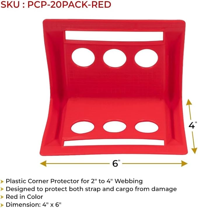 Mytee Products (120 Pieces Red 4"x6" Flatbed Edge Protectors with Carrying Case - 4" Winch Ratchet Straps Corner Protectors for Flatbed Cargo Load