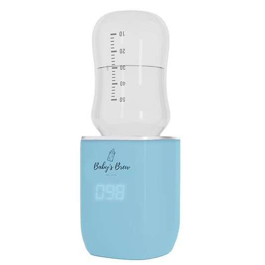 Baby's Brew Portable Bottle Warmer – Cordless Baby Bottle Warmer for Breastmilk & Formula, Rechargeable Travel Milk Warmer, Leak-Proof, Compact, Blue, Adapter Not Included