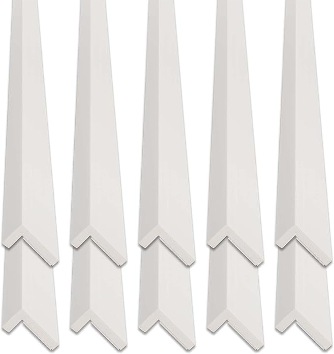 Outwater White 3/4" X 1-1/2" Wall Corner Protector Trim with Adhesive, 8FT Length, 10 Pack