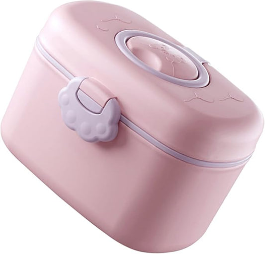 Kisangel 1 Set Baby Formula Dispenser Plastic Formula Container Non-Spill Bowls Powder Travel Handle Lids Dispenser for Food and Storage Fruits,Pink