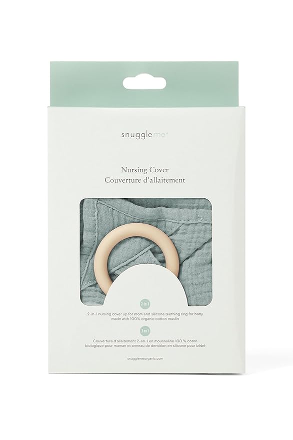Snuggle Me® Nursing Cover - 100% Organic Cotton Muslin Nursing Cover Up for Baby Breastfeeding with BPA-free Silicone Teether Ring, Ultra-soft, Breathable & Lightweight Adjustable Mother Nursing Apron