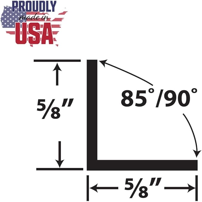 Outwater Plastics White 5/8" X 5/8" X 1/16" (.0625") Thick Styrene Plastic Extruded 90 Degree Angle 36 Inch Lengths