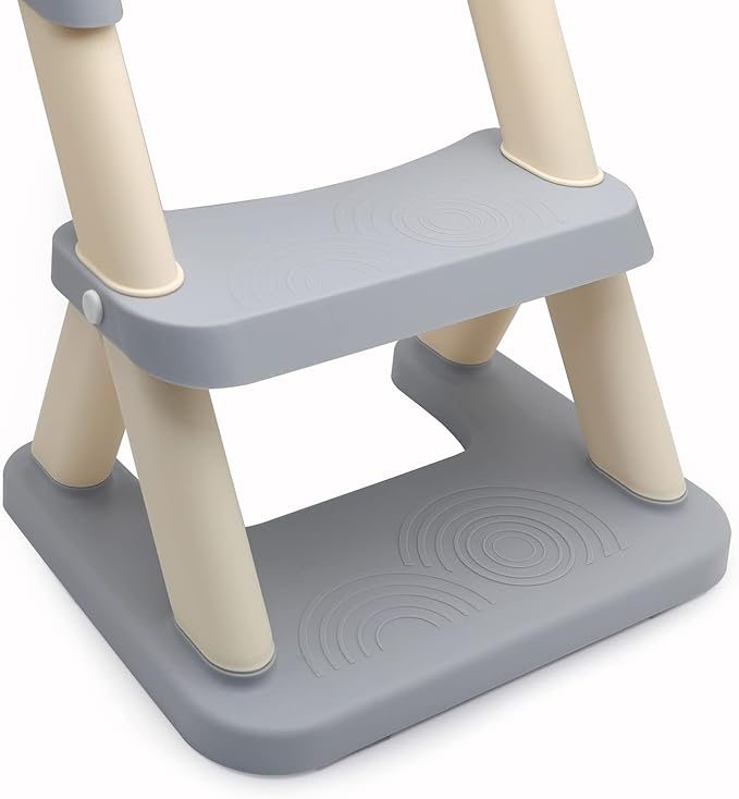 XKMT- Grey Toddler Potty Training Seat Ladder Wider Step Toilet Chair Infant Kid Bathroom Trainer