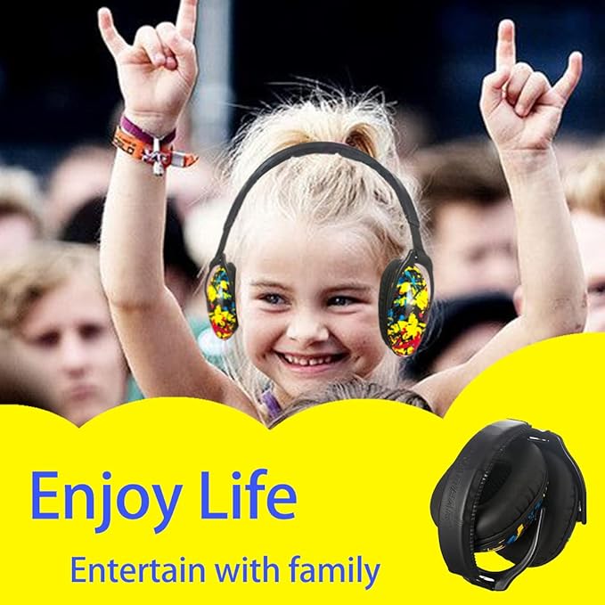 Kids Hearing Protection,25dB NRR Noise Reduction,Sound Proof for Kids,Toddler,Safety Earmuffs for Concert,Airplane,Autism,Monster Jam,Travel,School- Black Paint