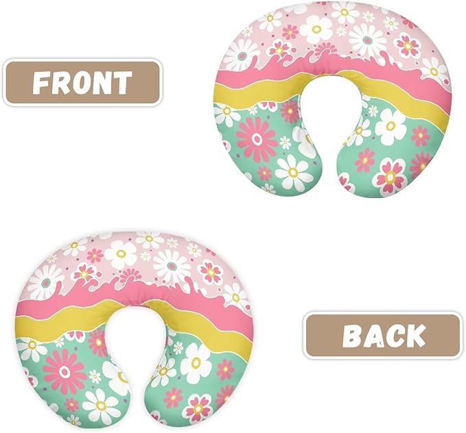 Floral Patchwork Color Nursing Pillow Cover Nursing Pillow Case for U-Shaped Feeding Pillow Soft Breastfeeding Pillow Slipcover Hidden Zipper Design Skin-Friendly