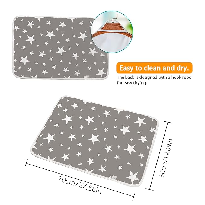 2 Pack Baby Diaper Changing Pad Maveek 19.6'' X 27.5'' Waterproof Changing Mat Portable Diaper Pad Travel Changing Mat Foldable Absorbent Mats for Home and Outdoor(2Grey)