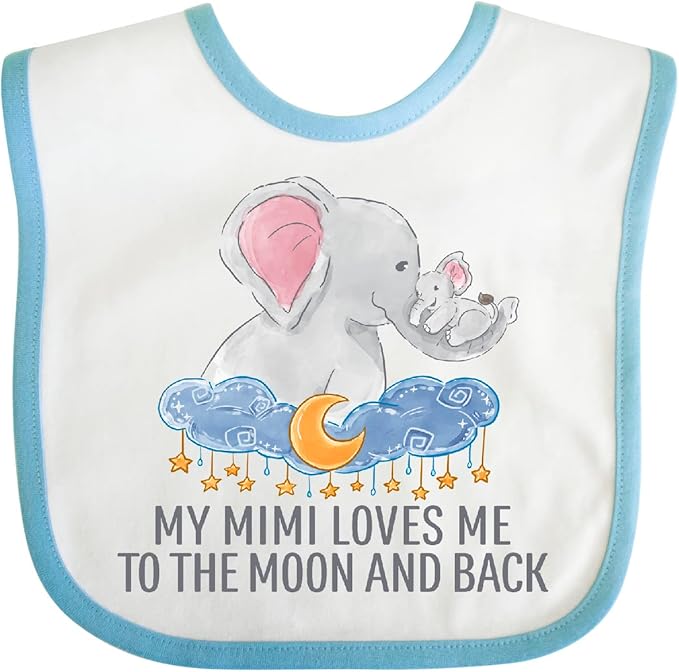 inktastic My Mimi Loves Me To the Moon and Back Elephants in Clouds Baby Bib