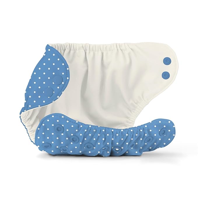 Esembly Cloth Diaper Cover - Reusable Swim Diaper, Waterproof, Breathable - Adjustable Outer Layer Over Absorbent Inner for Blowout Protection - Penny Dot, Size 2 (18-35lbs)