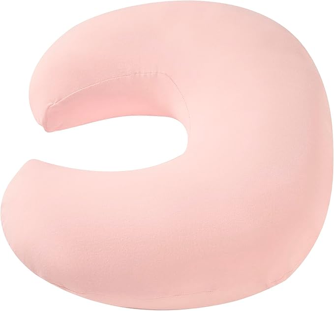 Nursing Pillow, Plus Size Breastfeeding Pillow Original Support for Baby Boys Girls Breastfeeding Essentials, with Removable Soft Cotton Cover (Pink, Large (25.59 * 20.08 * 6.30 Inches))
