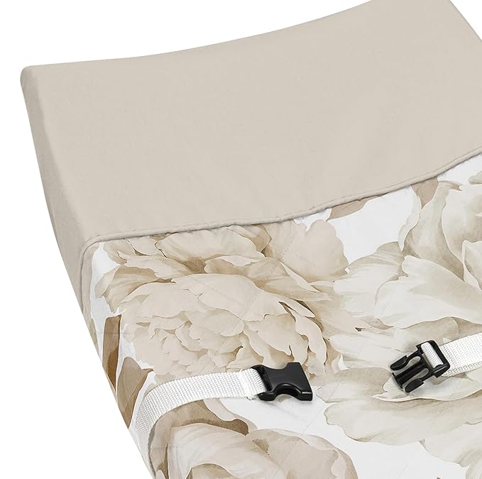 Sweet Jojo Designs Taupe Beige Boho Shabby Chic Floral Girl Baby Changing Pad Cover - Infant Newborn Diaper Table Change Mat Sheet - Tan Ivory Bohemian Vintage Garden Watercolor Flower Nature Elegant