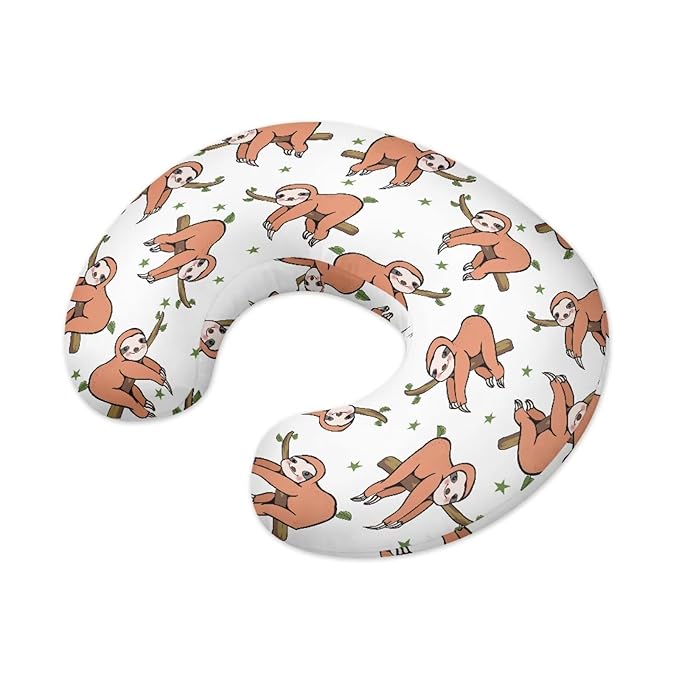 Forchrinse Sloth Nursing Pillow Cover Soft Stretch Breastfeeding Pillow Slipcover Cartoon for Baby Boys and Girls