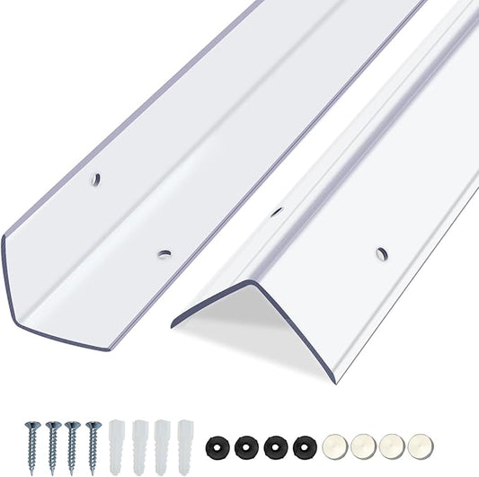 QDYMXUN Clear Screws Installation Wall Corner Protectors, Thickened L-Shaped Furniture Edge Shields & Guards for Sharp Wall, Door Frame, Table (2pcs x 39.4’’L x 1.97’’W)