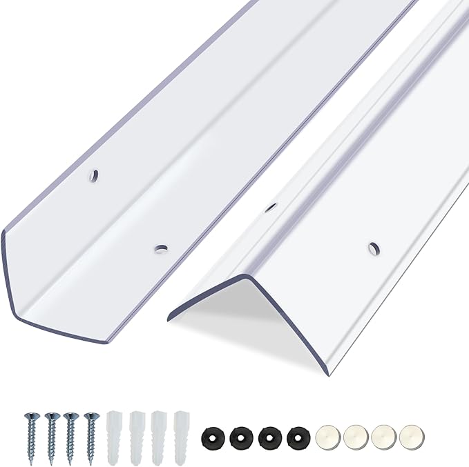 QDYMXUN Clear Screws Installation Wall Corner Protectors, Thickened L-Shaped Furniture Edge Shields & Guards for Sharp Wall, Door Frame, Table (4pcs x 39.4''L x 1.97''W)