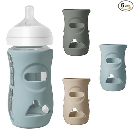 3 Pack Silicone Sleeves for Philips Avent Natural Glass Baby Bottles, Food Grade Silicone Anti Breakage Baby Bottles Holder, Compatible with Philips Avent Glass Natural Baby Bottle 8oz