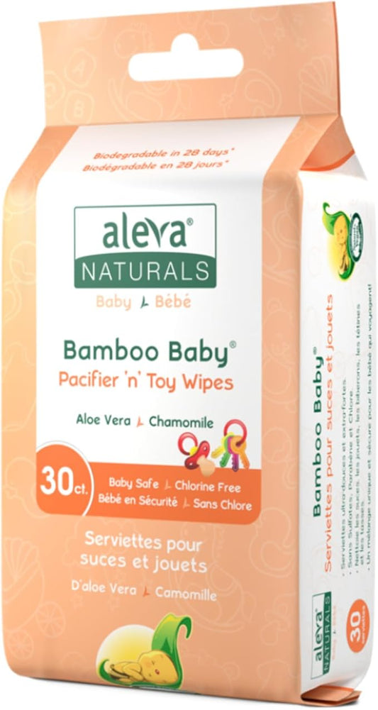 Aleva Naturals Bamboo Baby Pacifier and Toy Wipe