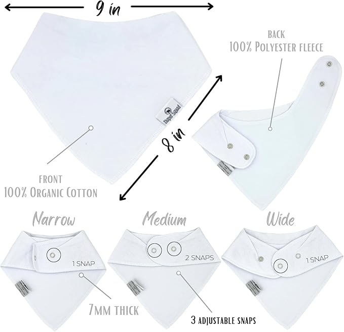 DiaperSquad's 100% Organic Cotton Baby Drool Bibs, Super Absorbent & Adjustable Baby Bibs for Drooling and Teething