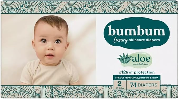 Bum~Bum Diapers, Size 2, 74 Count, Fragrance-Free