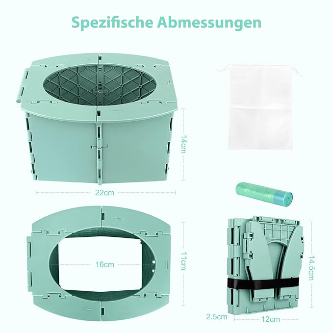 Travel Potty for Kids, Reusable Portable Folding Potty for Toddler, Foldable Toilet for Outdoor Camping, Toddler Potty Seat (Green)