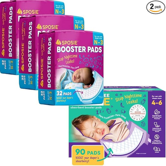 Sposie Diaper Booster Pads - Diaper Pads Inserts Overnight, Cloth Diaper Inserts and Overnight Diapers Size N-3 & 4-6, Diaper Liners Baby Products, Nighttime Diapers