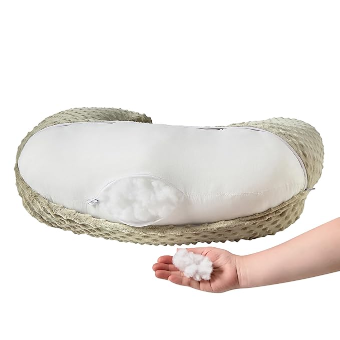 ESEN Plus Size Nursing Pillow and Body Positioner for Breast Feeding and Bottle Feeding, Ultra Soft Baby Breastfeeding Pillows with Removable Nursing Pillow Cover for Mom and Baby (Brown)