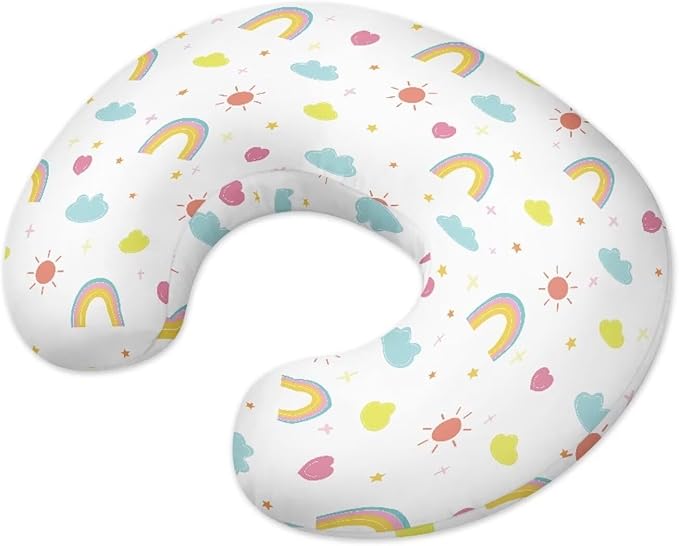 Nursing Pillow Cover Stretchy and Soft Nursing Cover for Breastfeeding Pillows Pillow Slipcover for Baby Girls Boys Newborn Rainbow