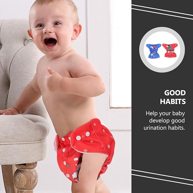 Healifty 2pcs Christmas Nappy Pants Cloth Diaper Cover Training Briefs for Newborns Comfortable Flexible Design Holiday Present