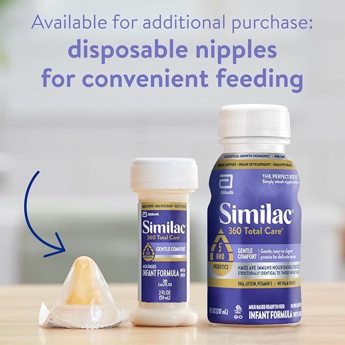 Similac 360 Total Care Gentle Comfort Baby Formula, Easy-to-Digest Formula, Has 5 HMO Prebiotics, Ready-to-Feed Infant Formula, 8-fl-oz Bottle, Pack of 24