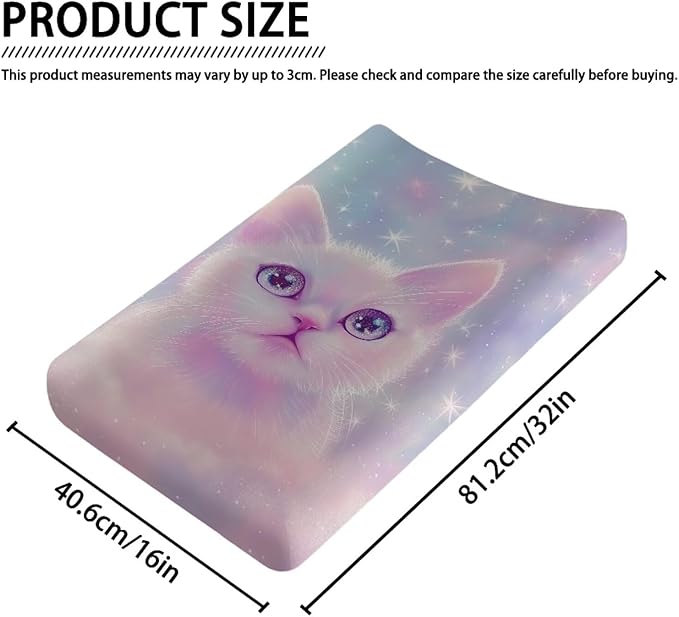 Cute Cat Changing Pad Cover Stretchy Soft Universal Tray Table Mat Waterproof Lightweight Breathable Cradle Sheets Fit 32"x16" Contoured Pad