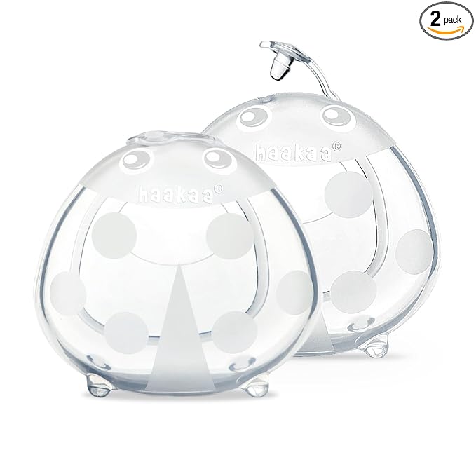 haakaa Ladybug Breast Milk Collector - Soft Milk Catcher for Breastfeeding | Wearable Nursing Cups | Milk Collection Cups for Breastfeeding Moms,Protect Sore Nipples-2.5 oz/75 ml,2pcs