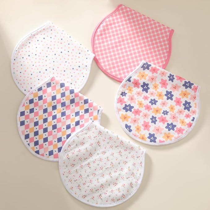 sleepyturtle Pack of 5,Baby Burp Cloths,Soft and Absorbent,Unisex,Easy to Use