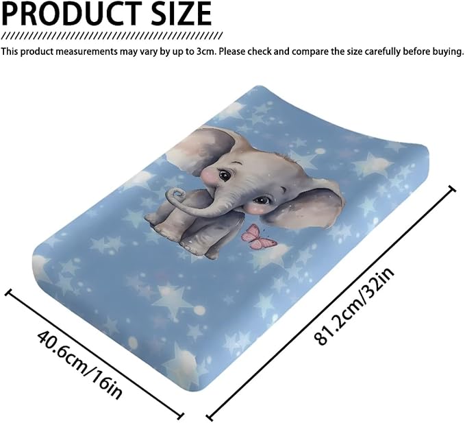 Cute Elephant Baby Changing Pad Cover for Baby Cozy Breathable Universal Tray Table Mat Waterproof Cradle Sheets Stretchy Lightweight Sheet Crib Mat